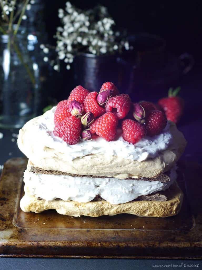Vegan Strawberry Pavlova made with Plant Whip